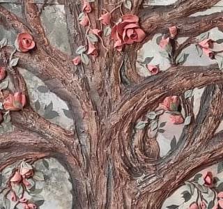 Textured bark of the sculpted tree